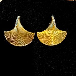 Unique shaped gold earrings with diamanté details new pair.